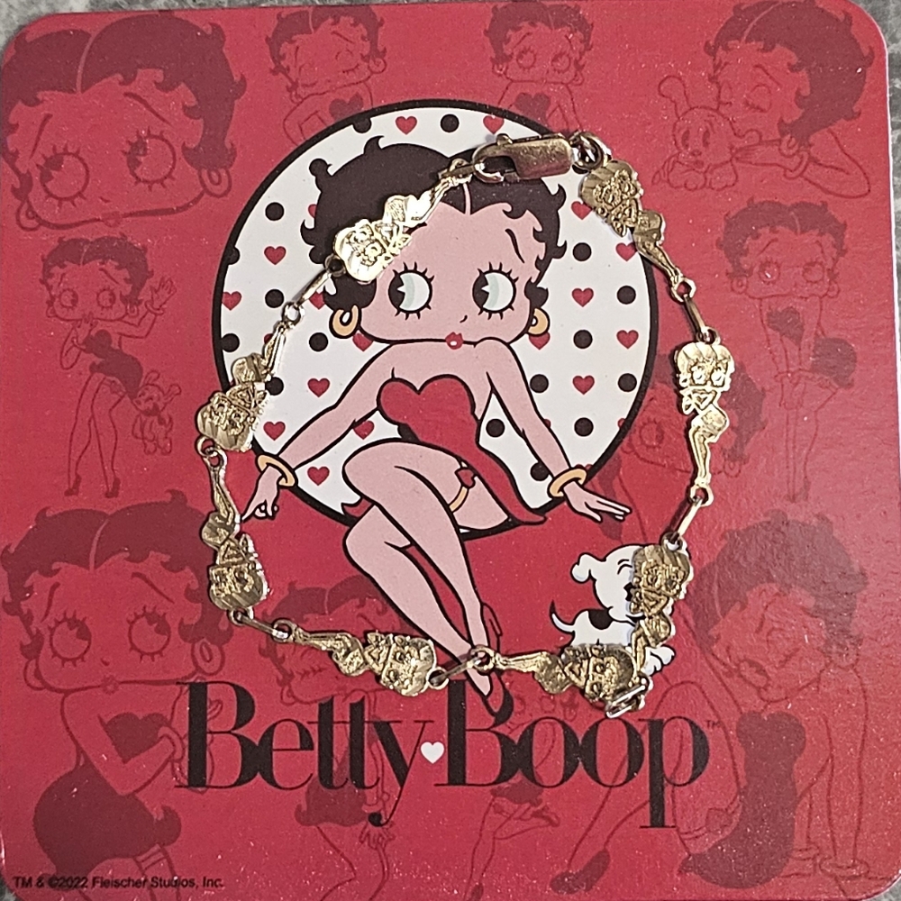 RARE 10k Gold Betty Boop 8-Character Figural Link Bracelet Heavy Collector's Pie - Picture 5 of 8
